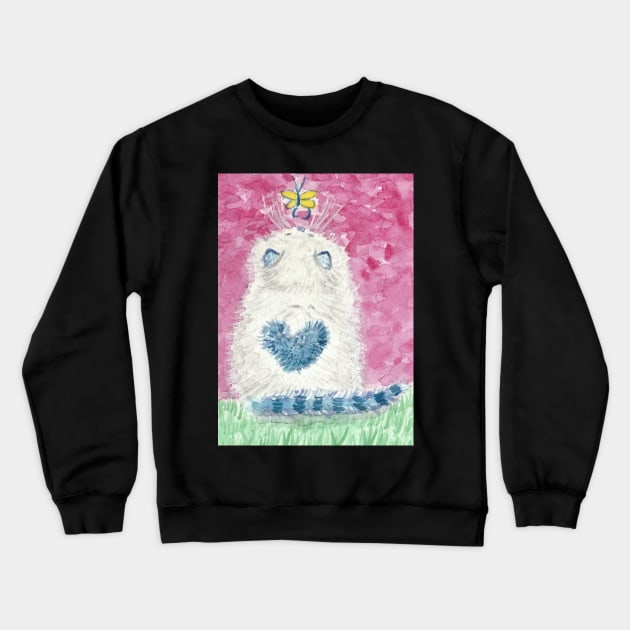 Cute  kitten cat blue  white butterfly  art Crewneck Sweatshirt by SamsArtworks